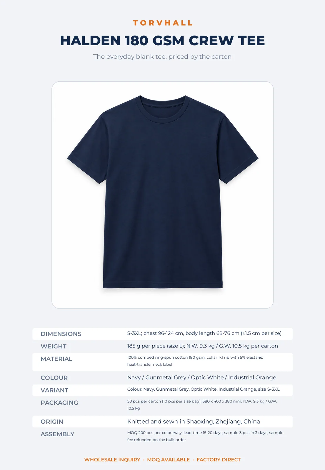 Halden 180 GSM Crew Tee - Image 9