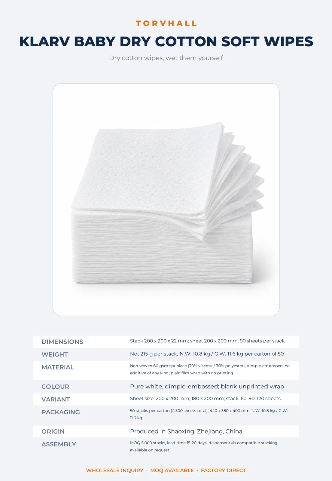 Klarv Baby Dry Cotton Soft Wipes - Image 9